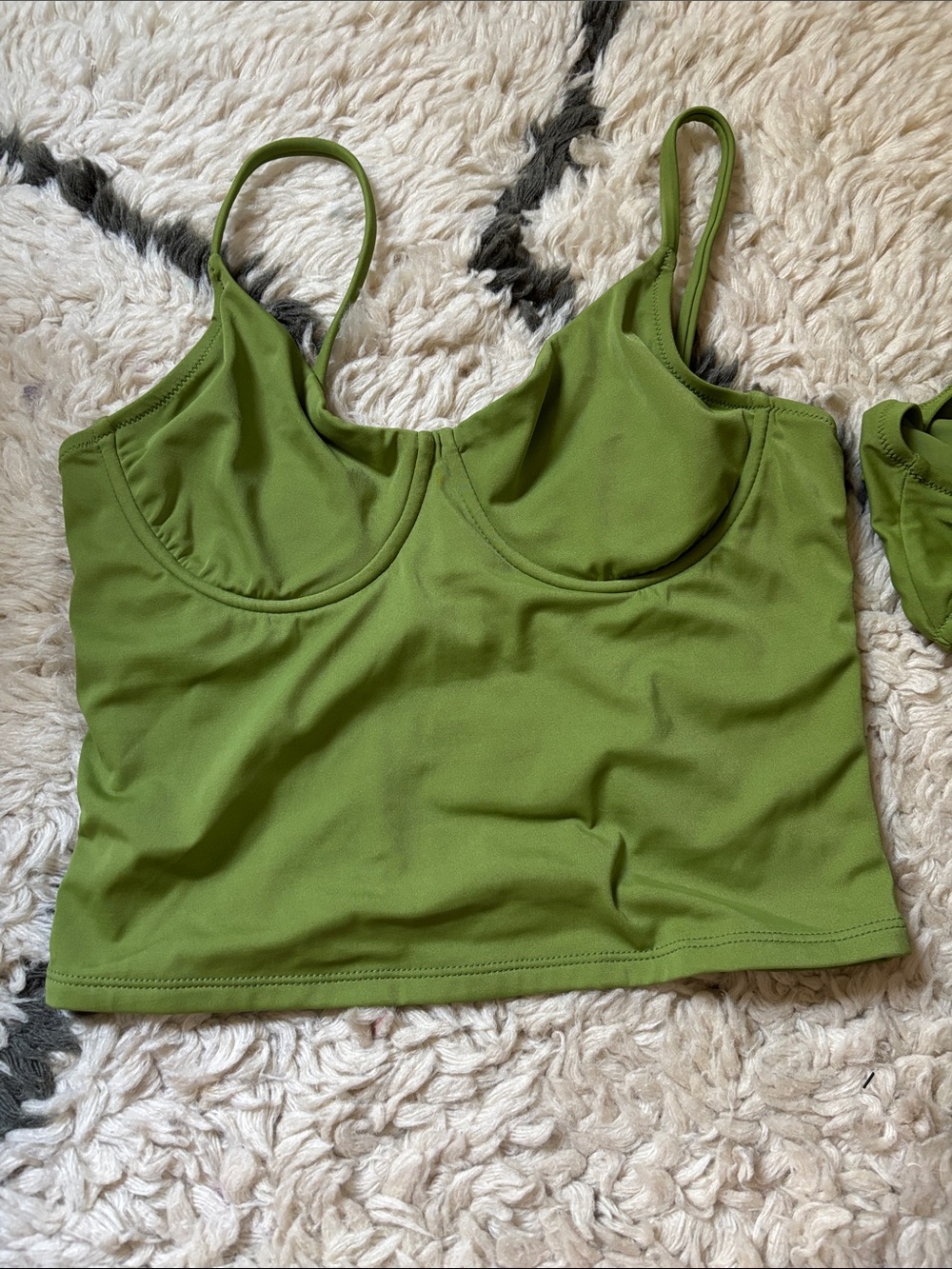 Green Underwire Crop Tank Bathing Suit Top